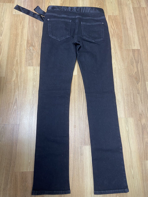 36 Chanel waist tie ribbons denim pants jeans