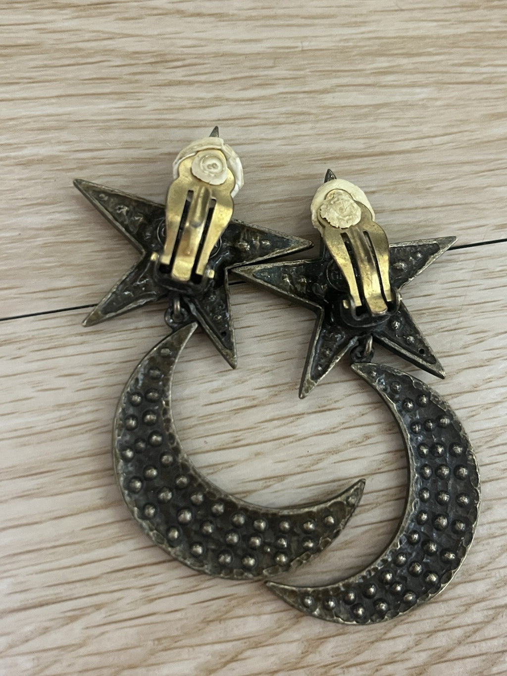 Jean Paul Gaultier VINTAGE crystal Star and Moon Clip-On earrings
