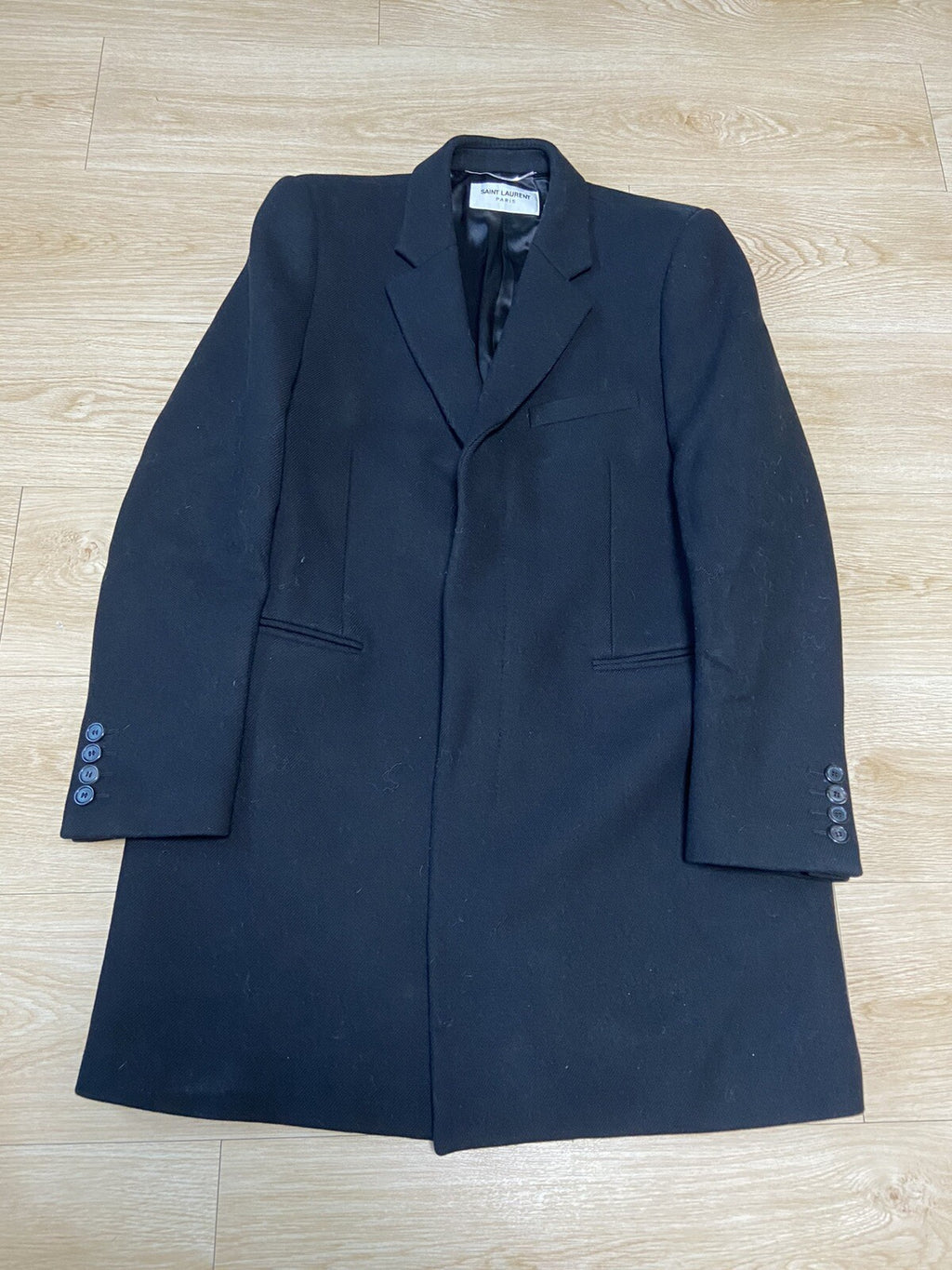 54 Saint Laurent fw22 hidden button heavy wool coat