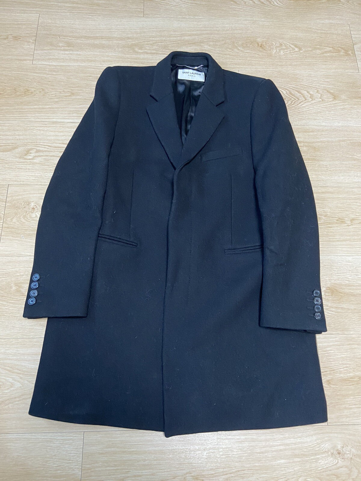 54 Saint Laurent fw22 hidden button heavy wool coat