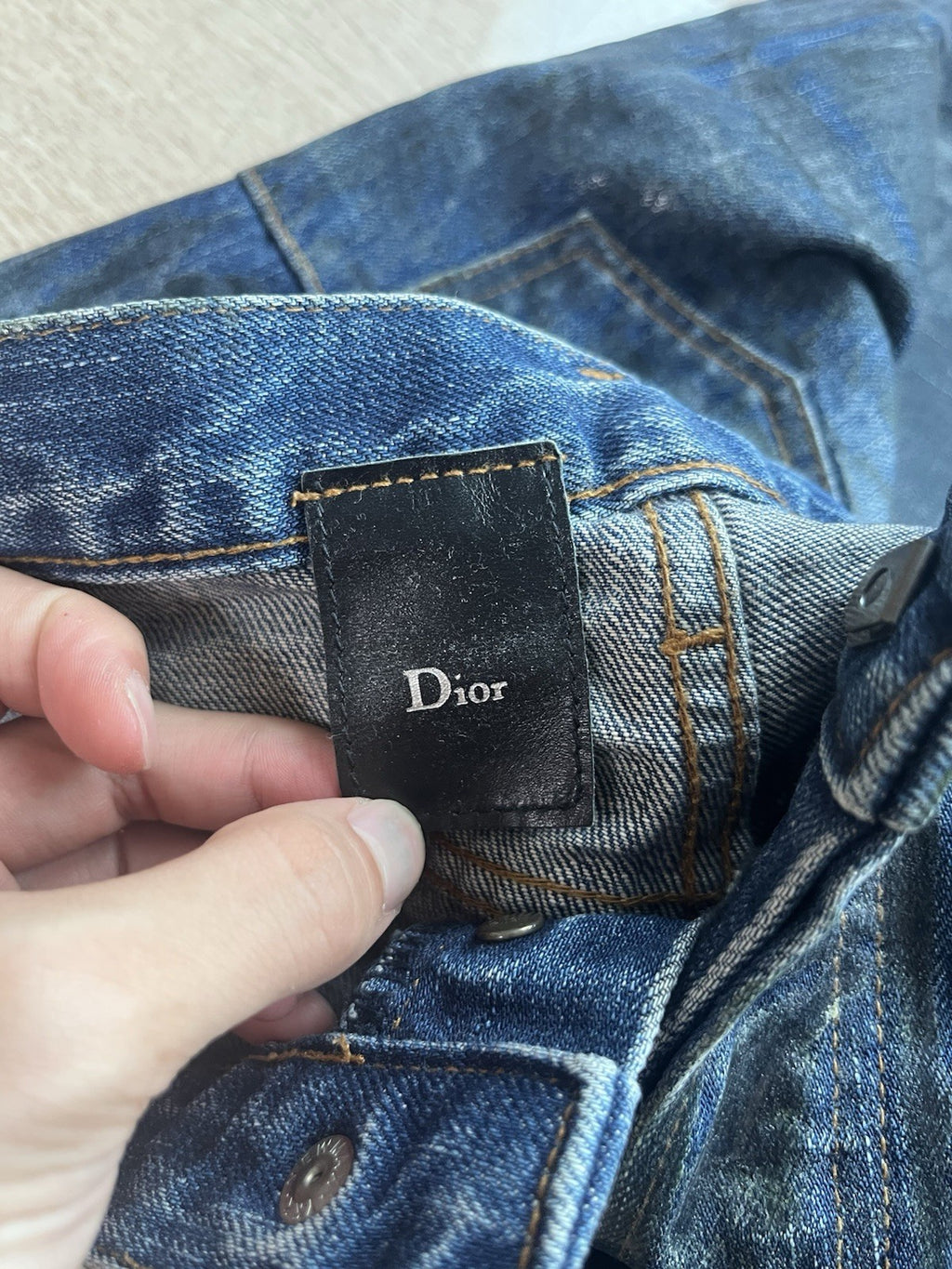 31 dior homme mud wax coated clawmarks Straight Fit denim pants jeans