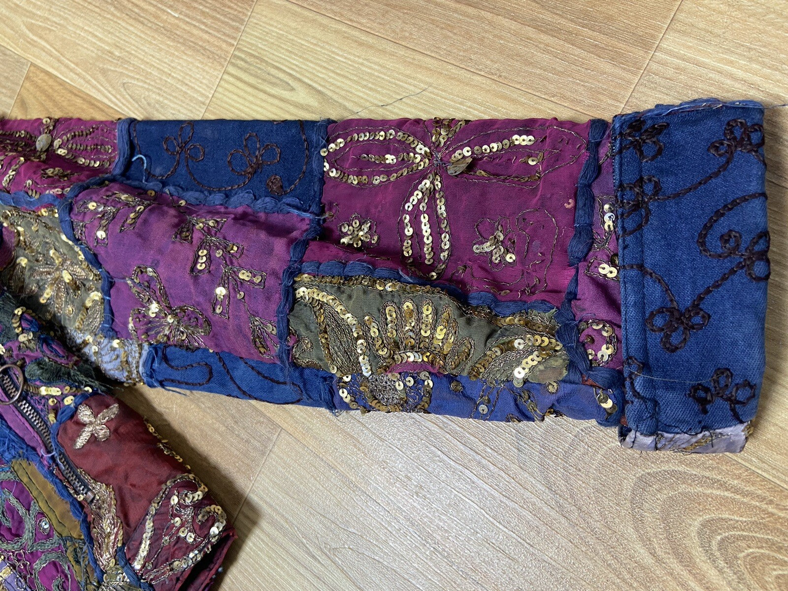 M Jean paul gaultier ss99 Sequin patchwork silk denim jacket