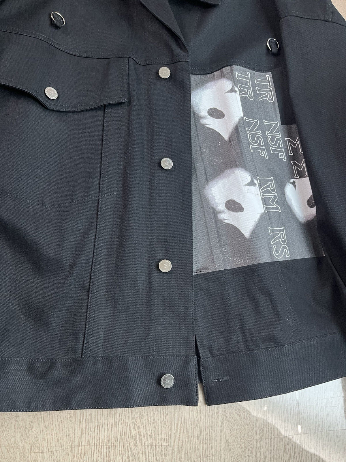 BNWT) M Raf simons oversized bold head Printing ring denim jacket