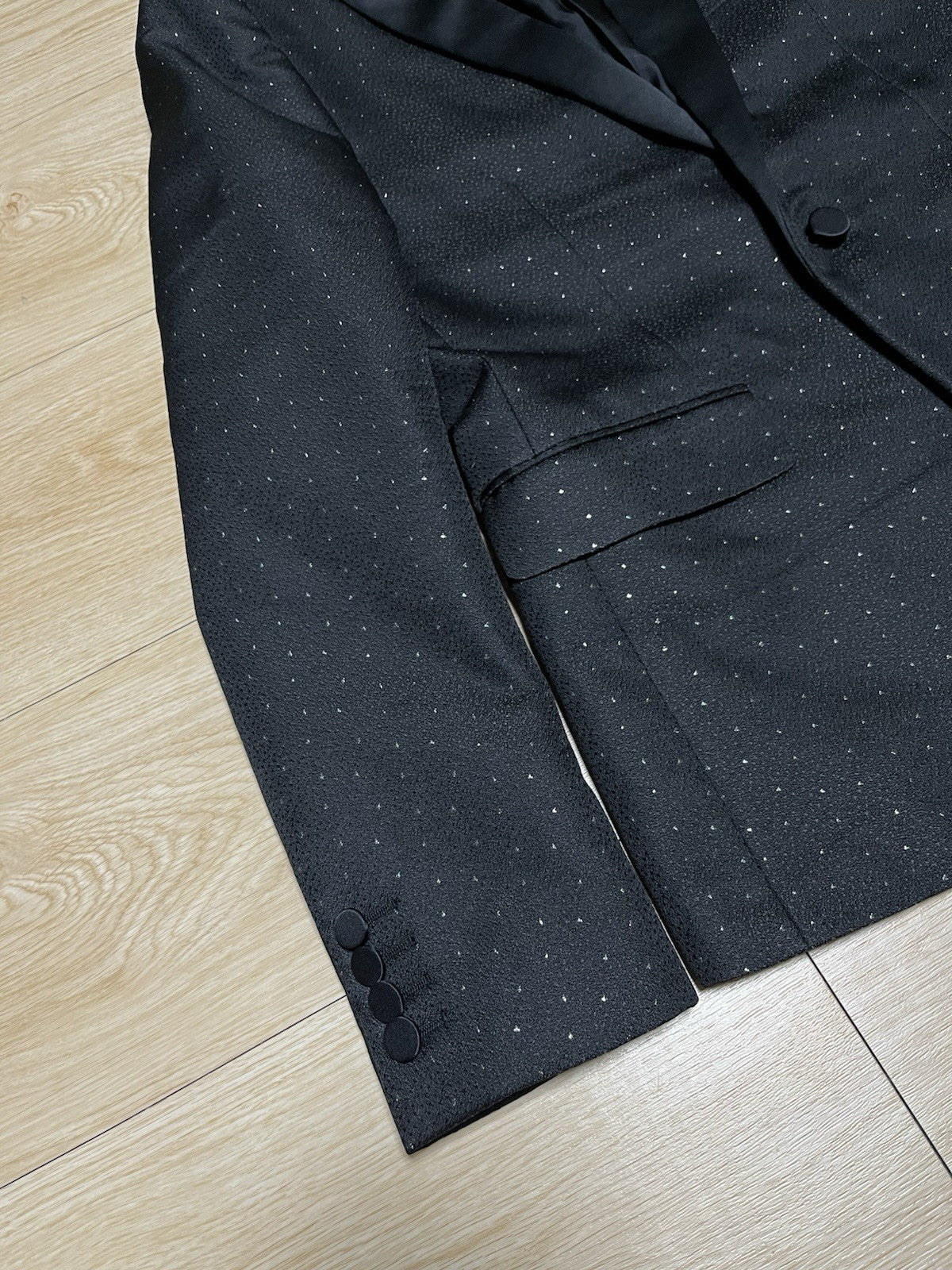 44 Saint laurent glitter Le smoking peaked lapel blazer suit jacket