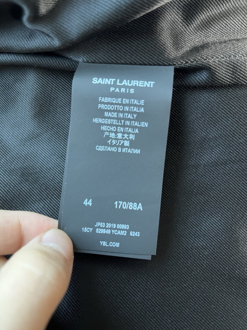44 Saint Laurent red calf leather suede trucker jacket