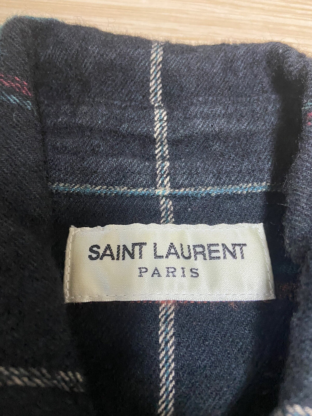 XS Saint Laurent 2018 Black Flannel cotton linen shirt