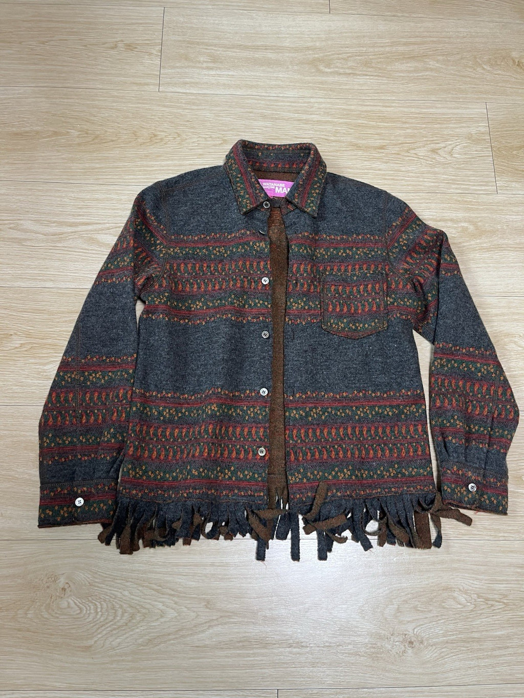 S Junya watatanabe man fringe wool knit jacket