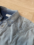 XXL Saint Laurent SS22 Sleeveless studded denim shirt jacket