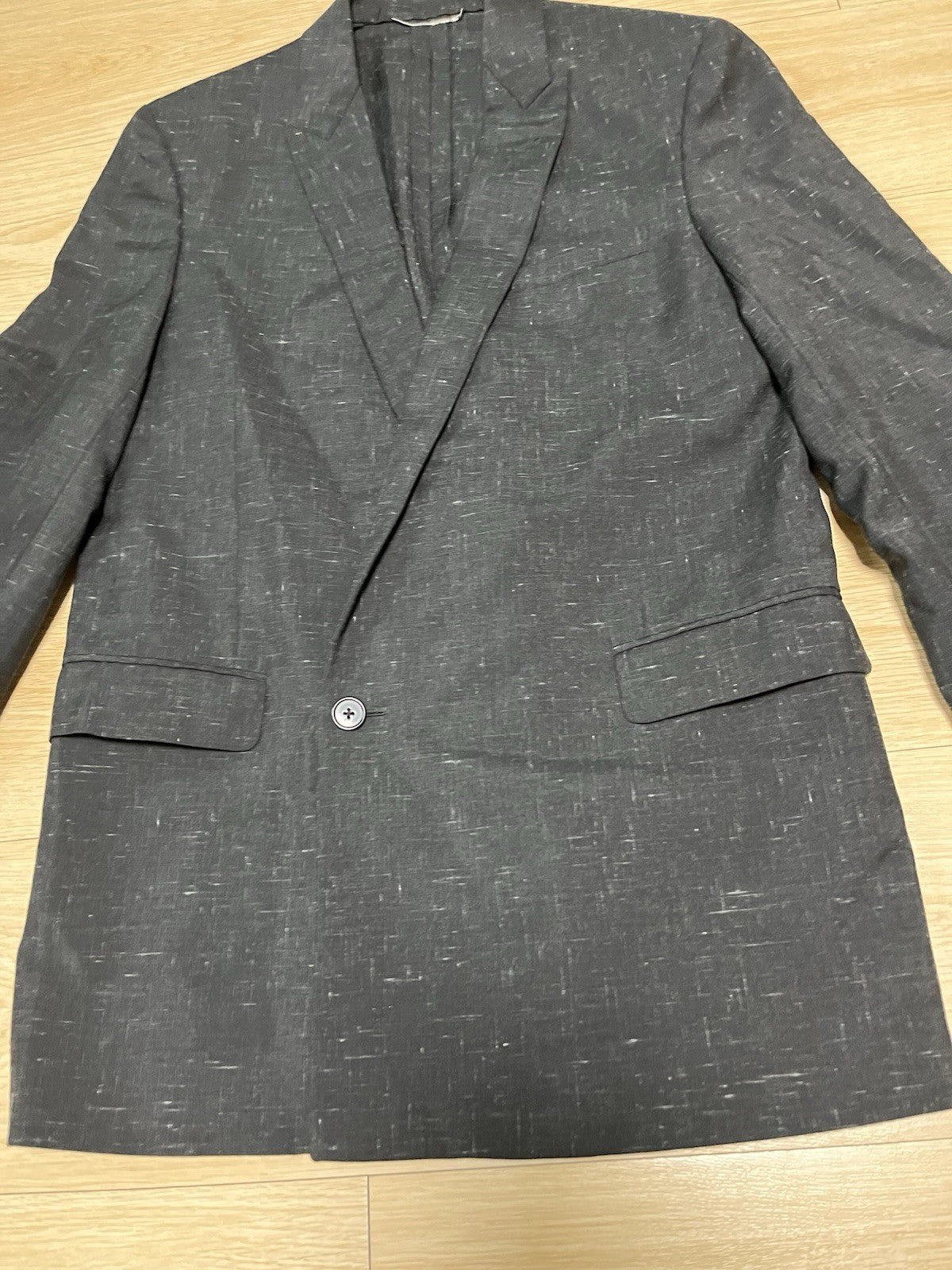 46 Saint Laurent SS14 look3 assymmetric peaked lapel blazer suit jacket