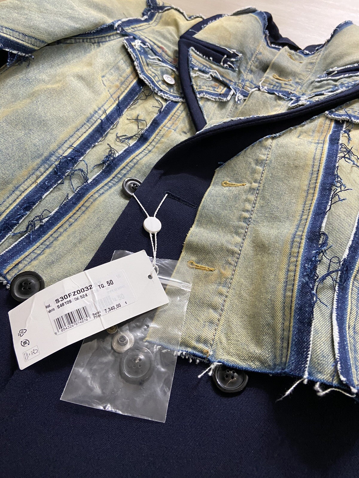 50 Maison Margiela SS22 Denim panel layered coat jacket