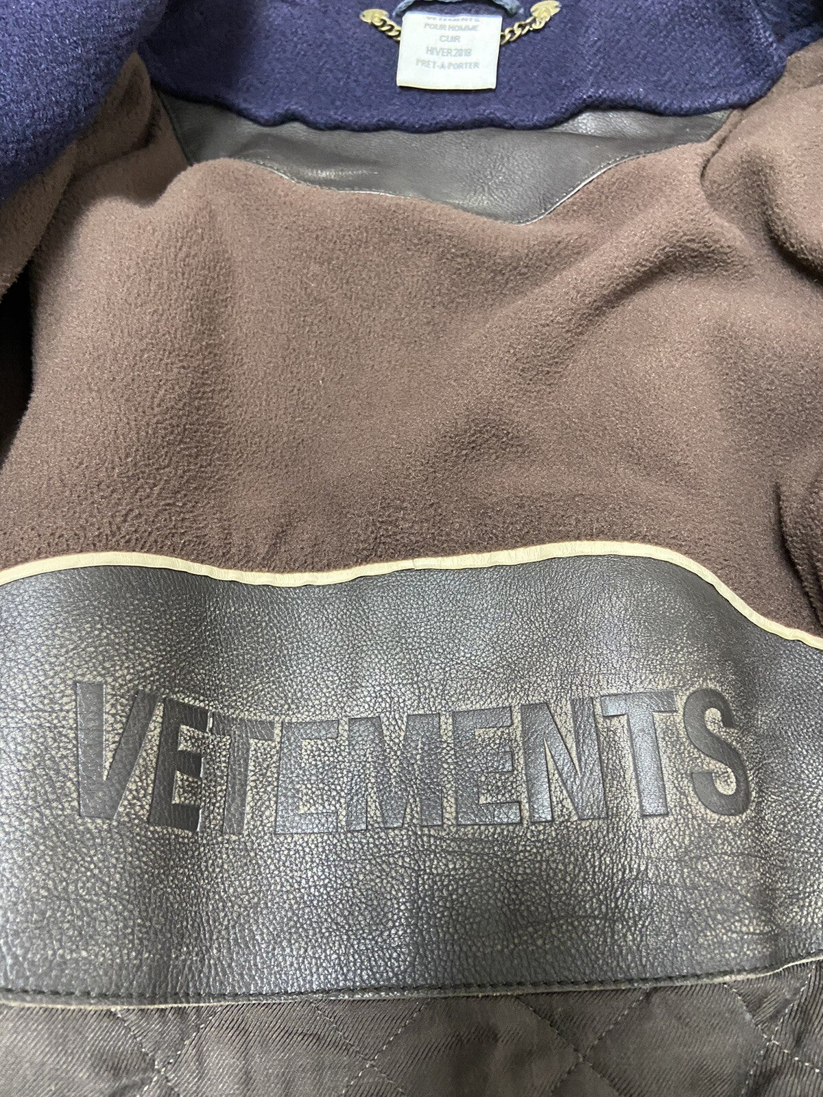 Xs Vetements oversized TIE leather trim VAGABOND wool coat