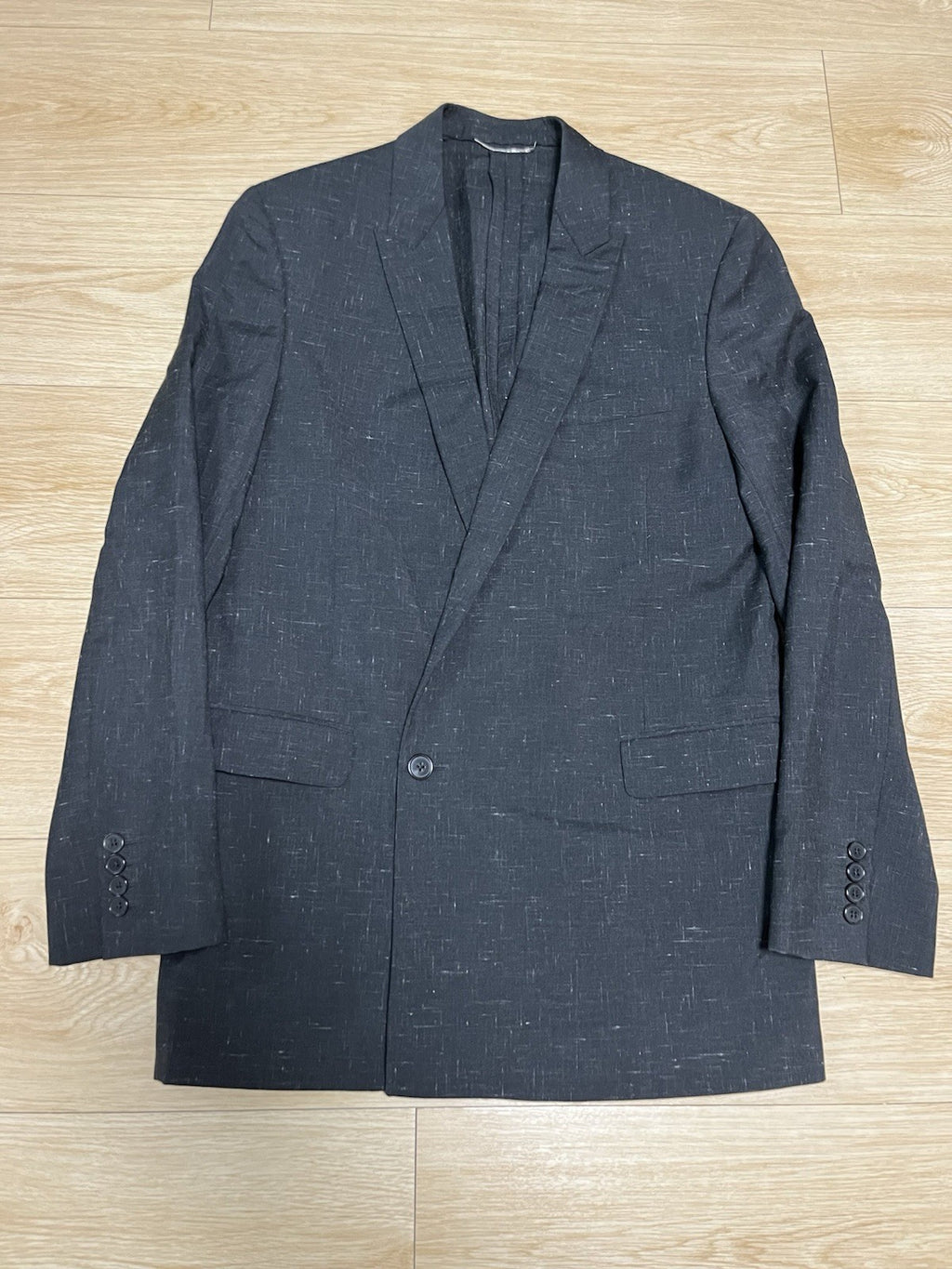 46 Saint Laurent SS14 look3 assymmetric peaked lapel blazer suit jacket