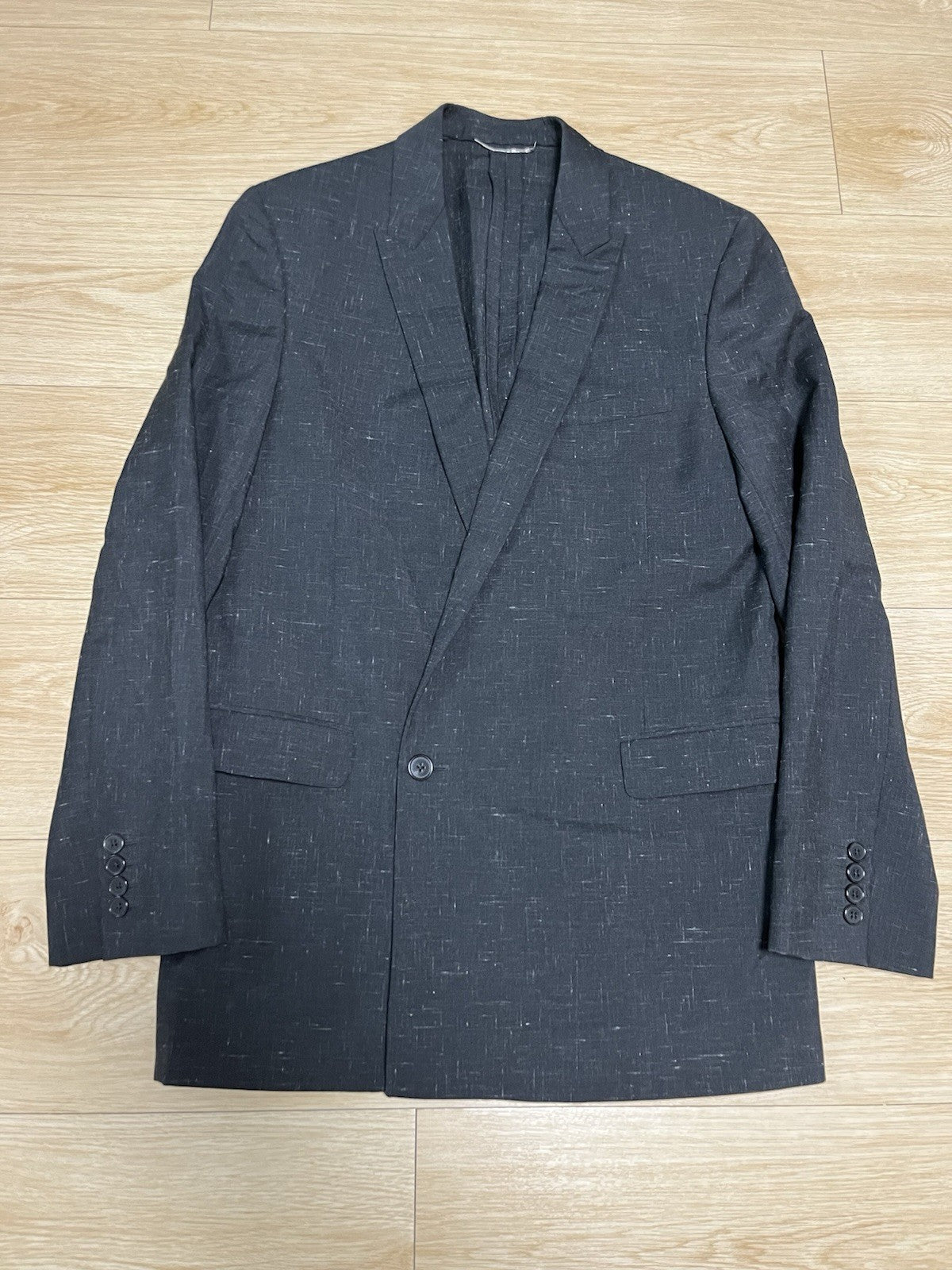 46 Saint Laurent SS14 look3 assymmetric peaked lapel blazer suit jacket