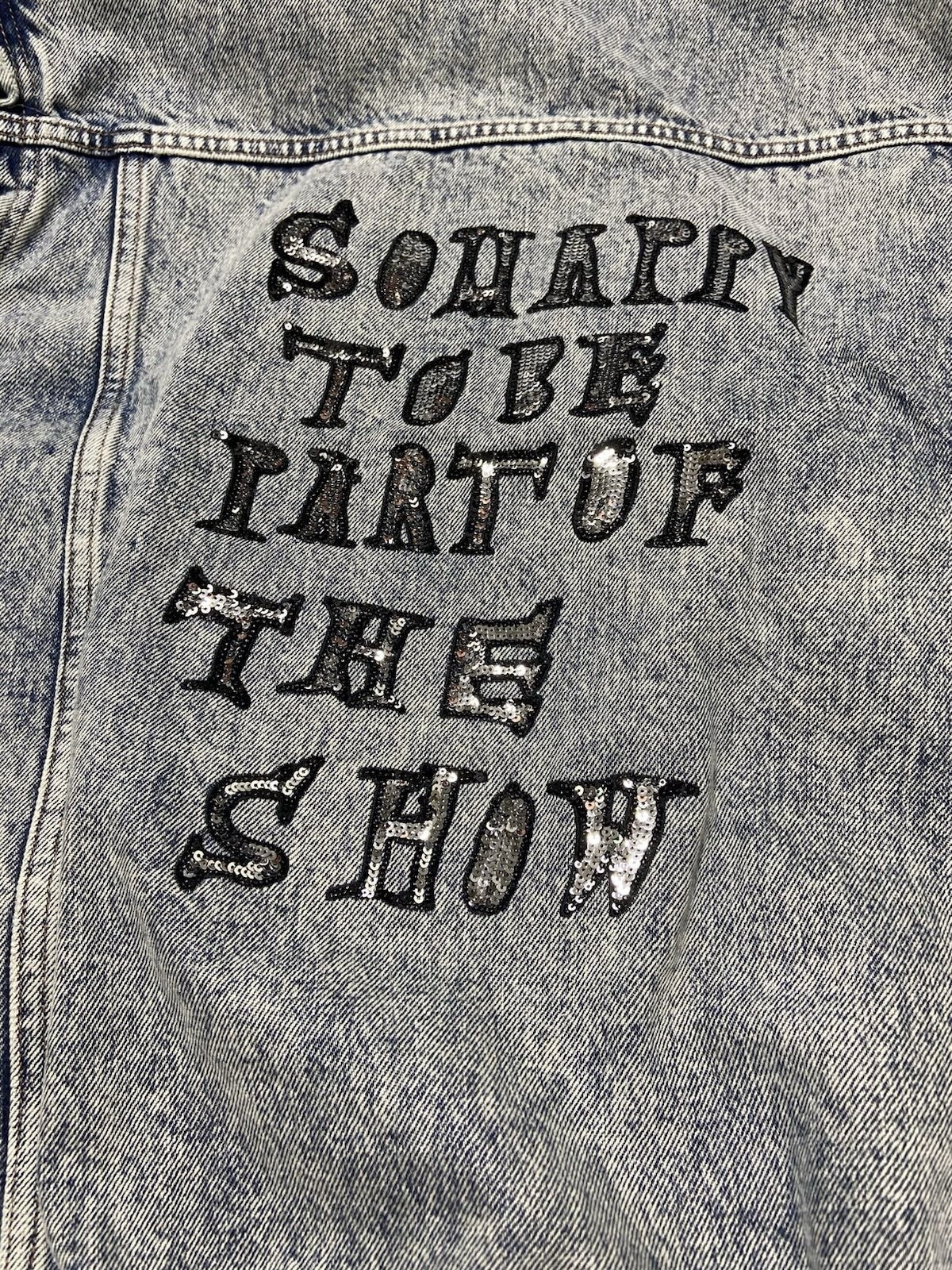 XS Celine Oversized ‘so happy’ sequin denim bomber jacket