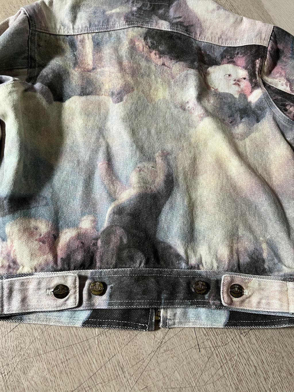 S Vivienne Westwood Vintage 80s 90s Swarm Of Cupids Putti Printing Denim Jacket