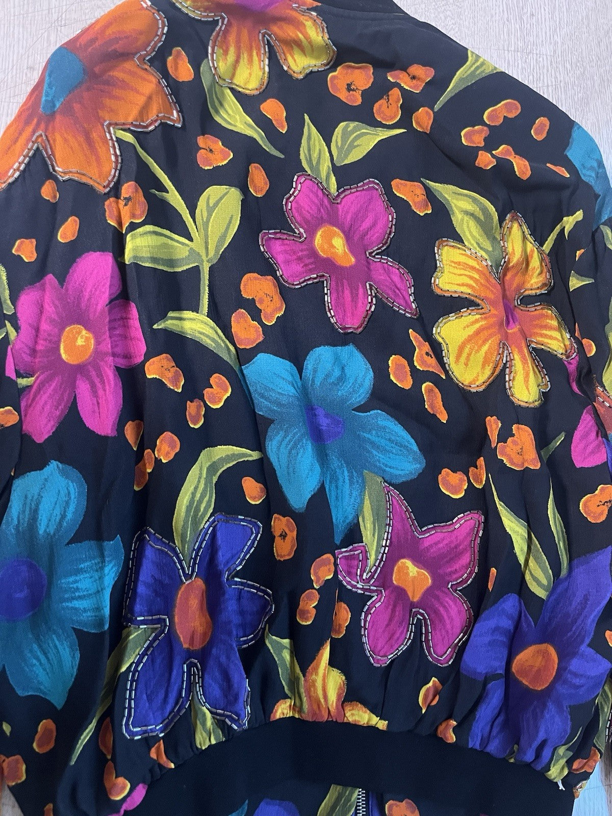 46 saint laurent floral crepe embellished bomber jacket