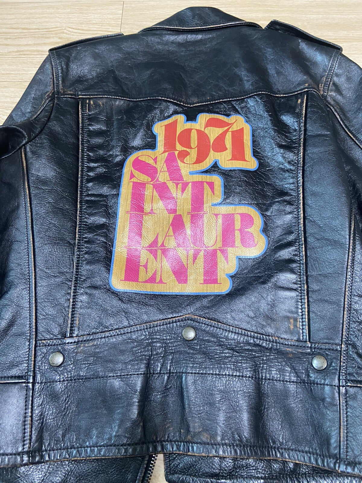 46 Saint Laurent 1971 printing L01 rider leather jacket