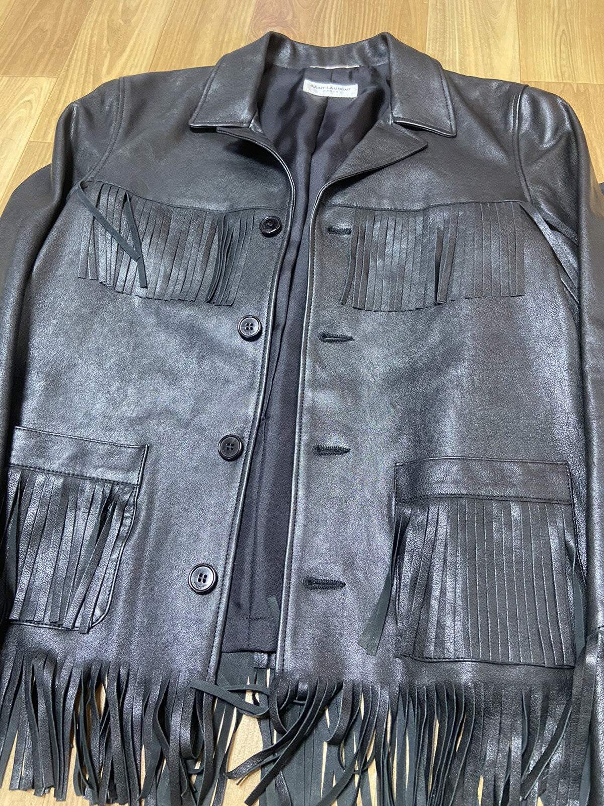 46 Saint laurent fringe leather jacket