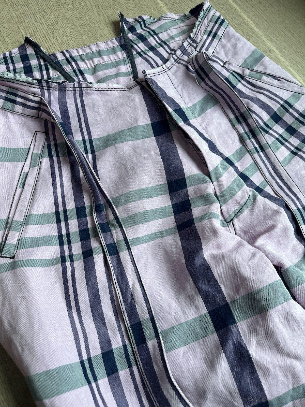 M Vivienne westwood tartan raw hem belted harem pants