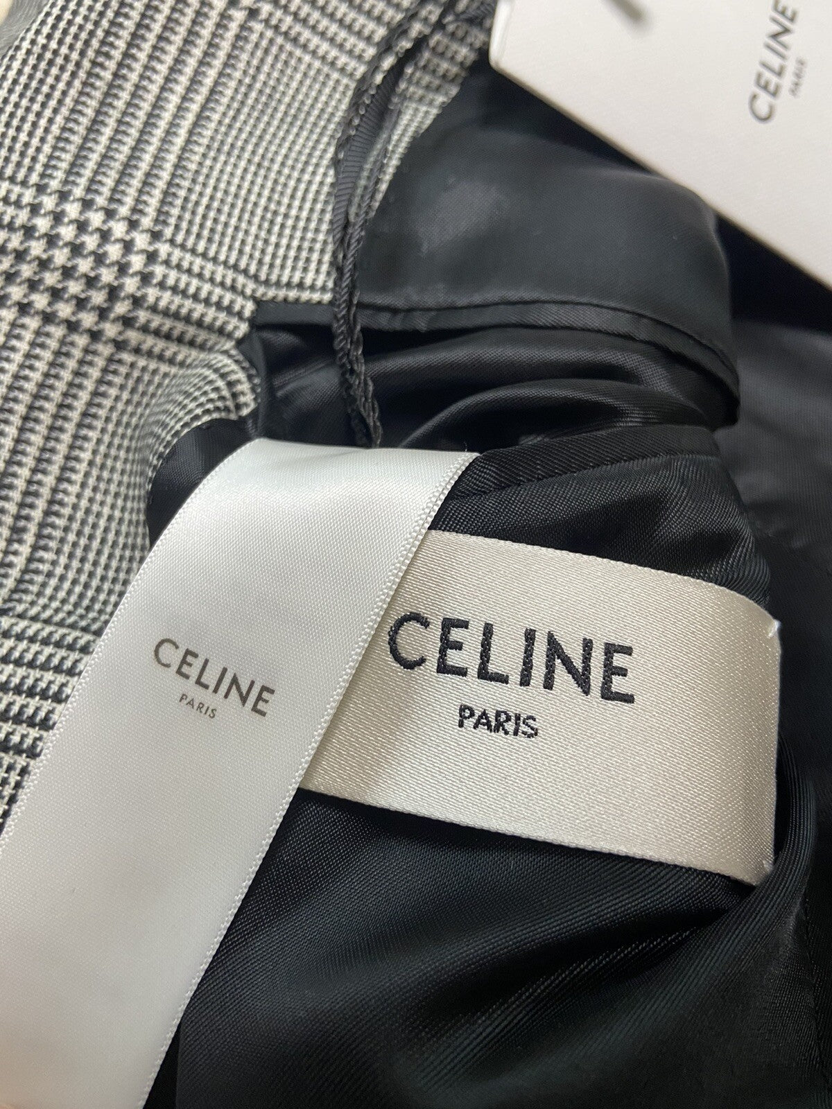 44 Celine Prince Of Wales houndstooth blazer suit jacket. HEDI SLIMANE