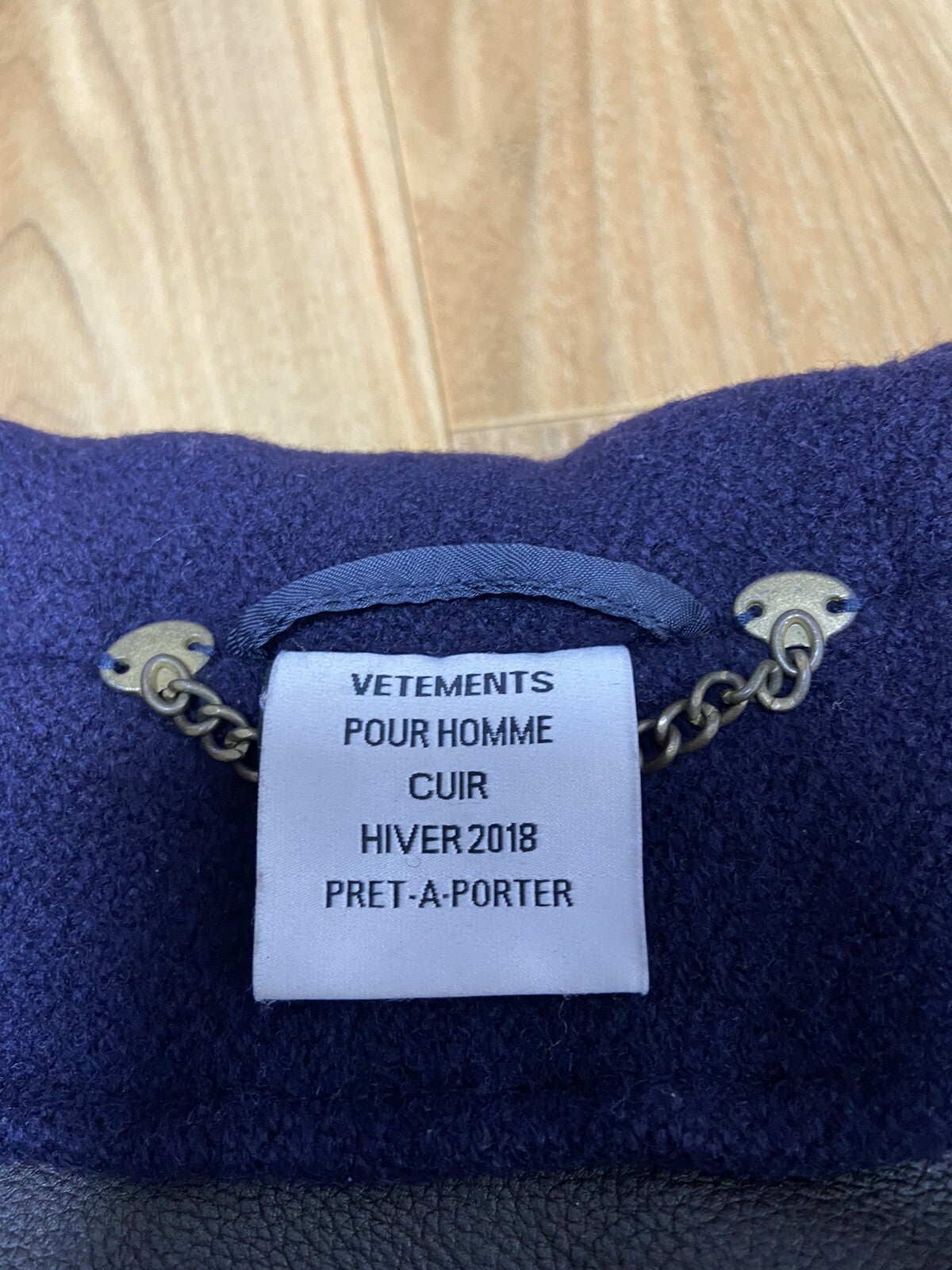 Xs Vetements oversized TIE leather trim VAGABOND wool coat