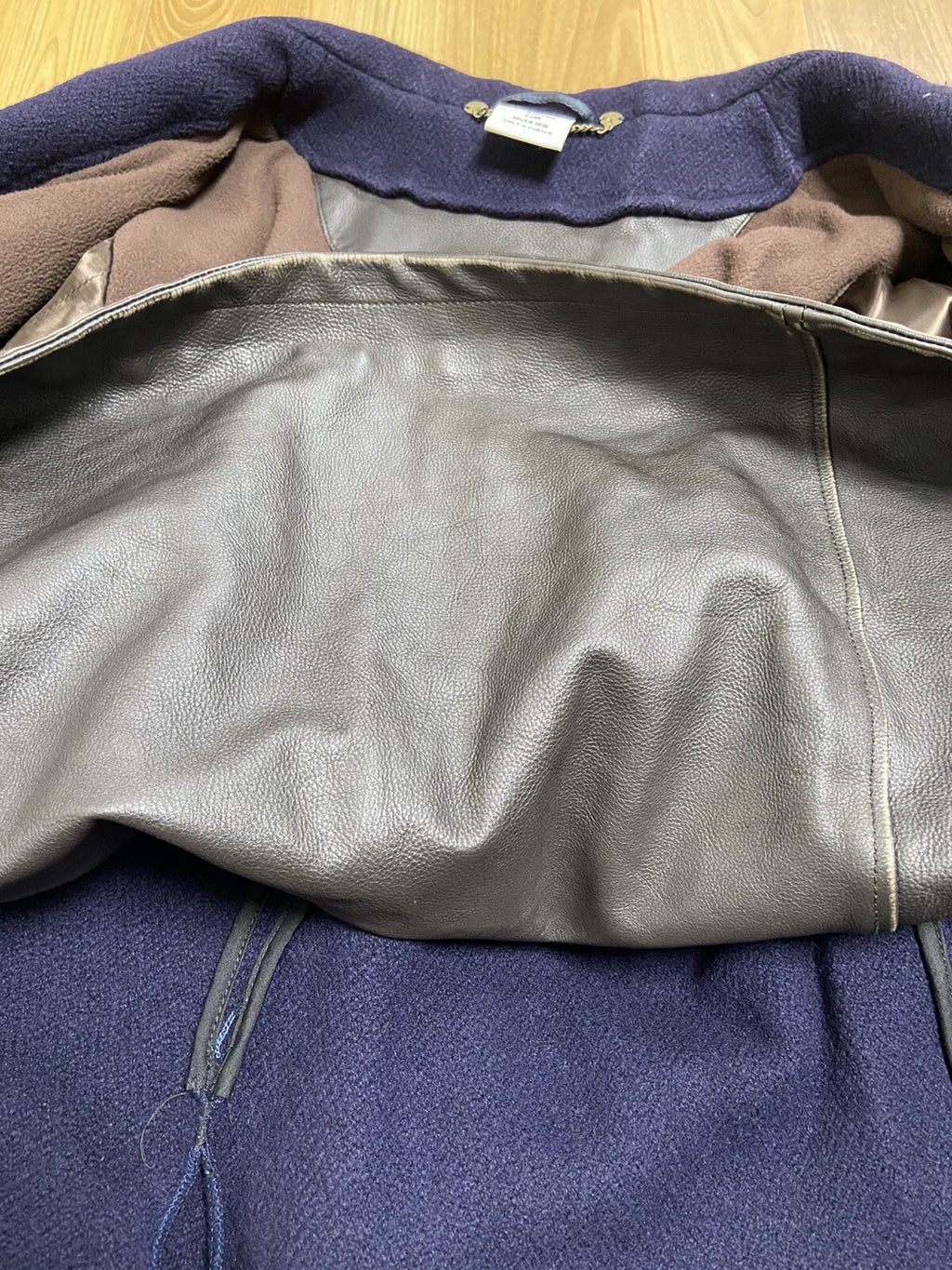 Xs Vetements oversized TIE leather trim VAGABOND wool coat