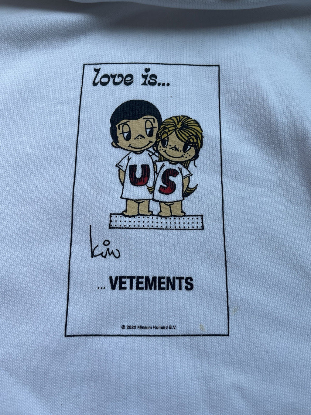 S Vetements love is us minikim oversized pull over hoodie