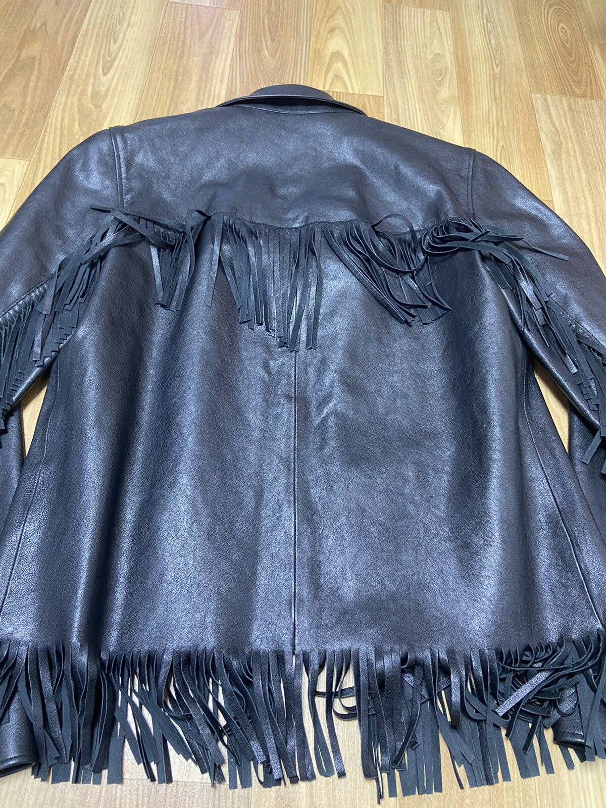 46 Saint laurent fringe leather jacket