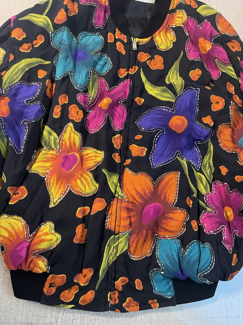 46 saint laurent floral crepe embellished bomber jacket