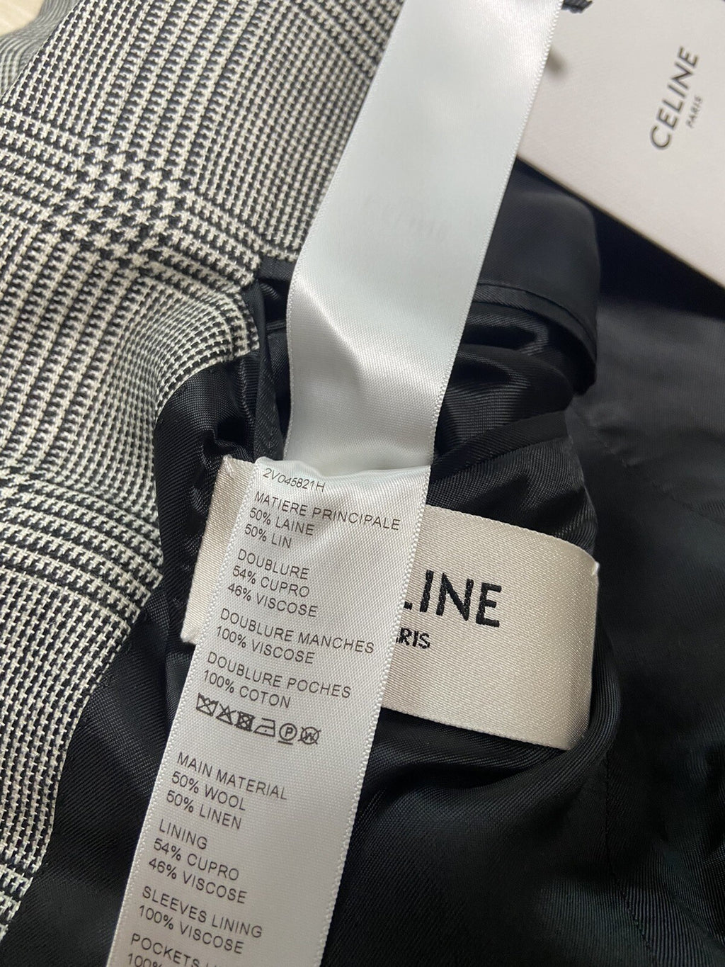 44 Celine Prince Of Wales houndstooth blazer suit jacket. HEDI SLIMANE