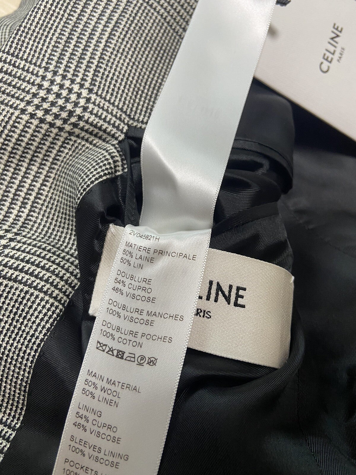 44 Celine Prince Of Wales houndstooth blazer suit jacket. HEDI SLIMANE
