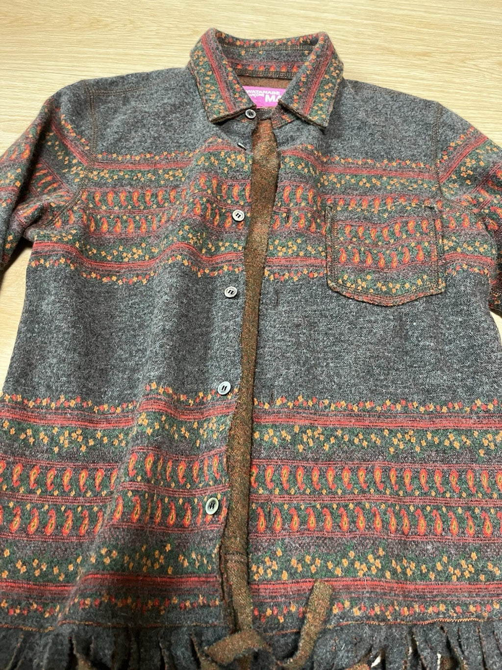 S Junya watatanabe man fringe wool knit jacket