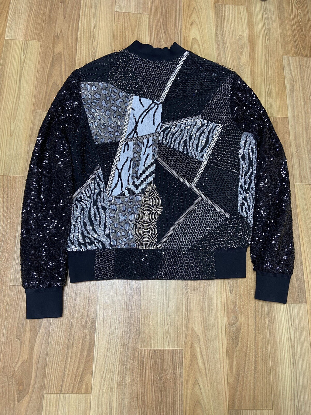 1/? 46 48 Saint Laurent Hedi Era Patchwork sequin Embellished bomber jacket