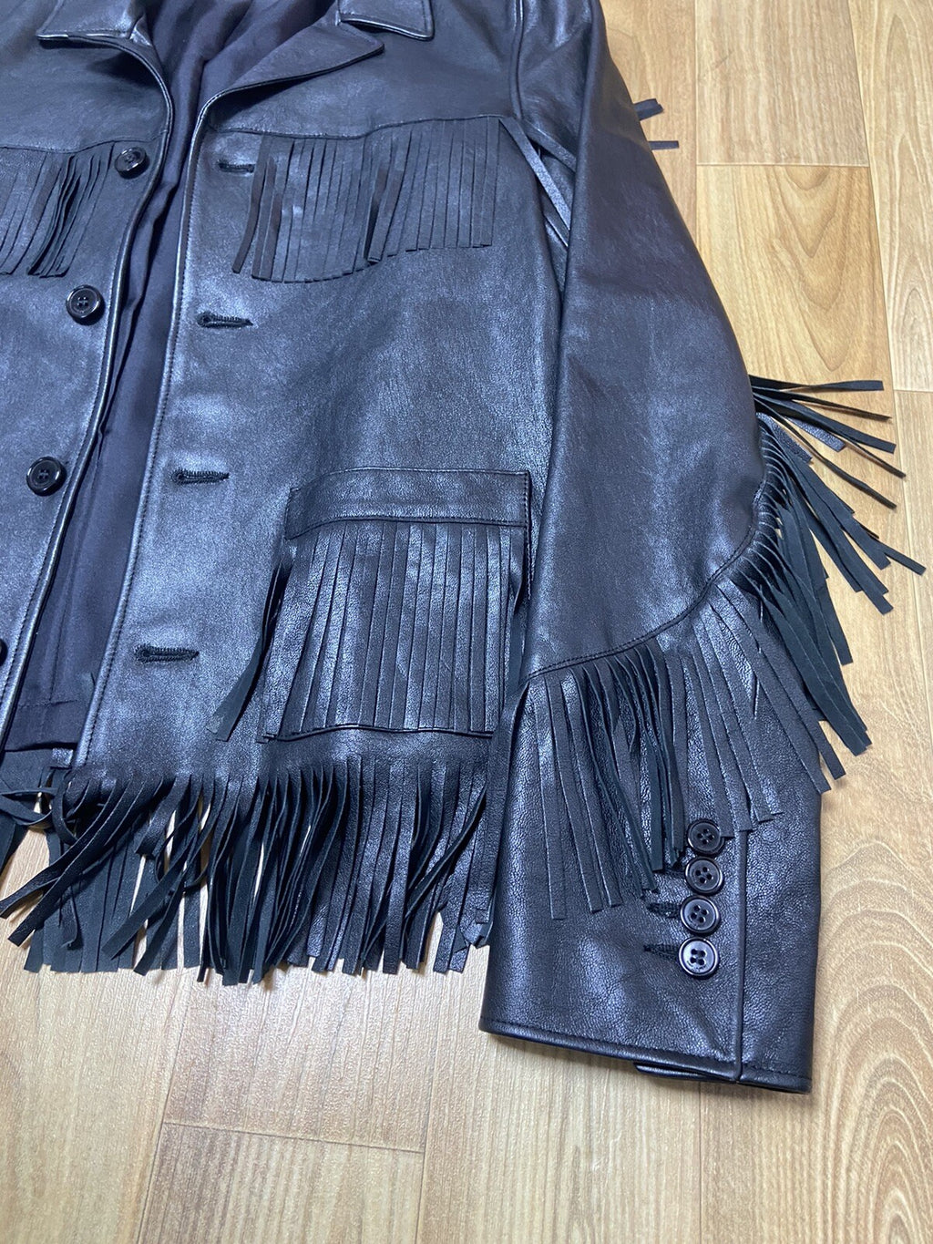 46 Saint laurent fringe leather jacket