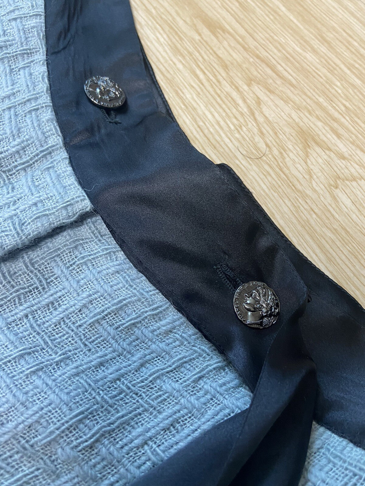 38 Chanel Waist bend ribbon wool tweed wide pants
