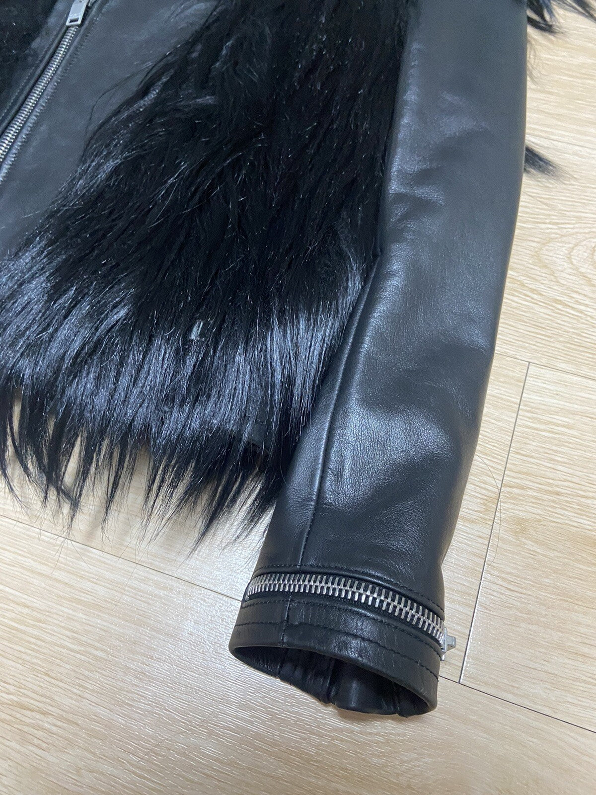 46 Saint Laurent GOAT Fur leather rider jacket