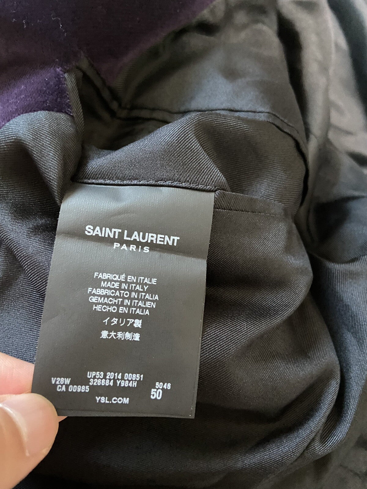 50 Saint Laurent ss15 purple velvet blazer suit