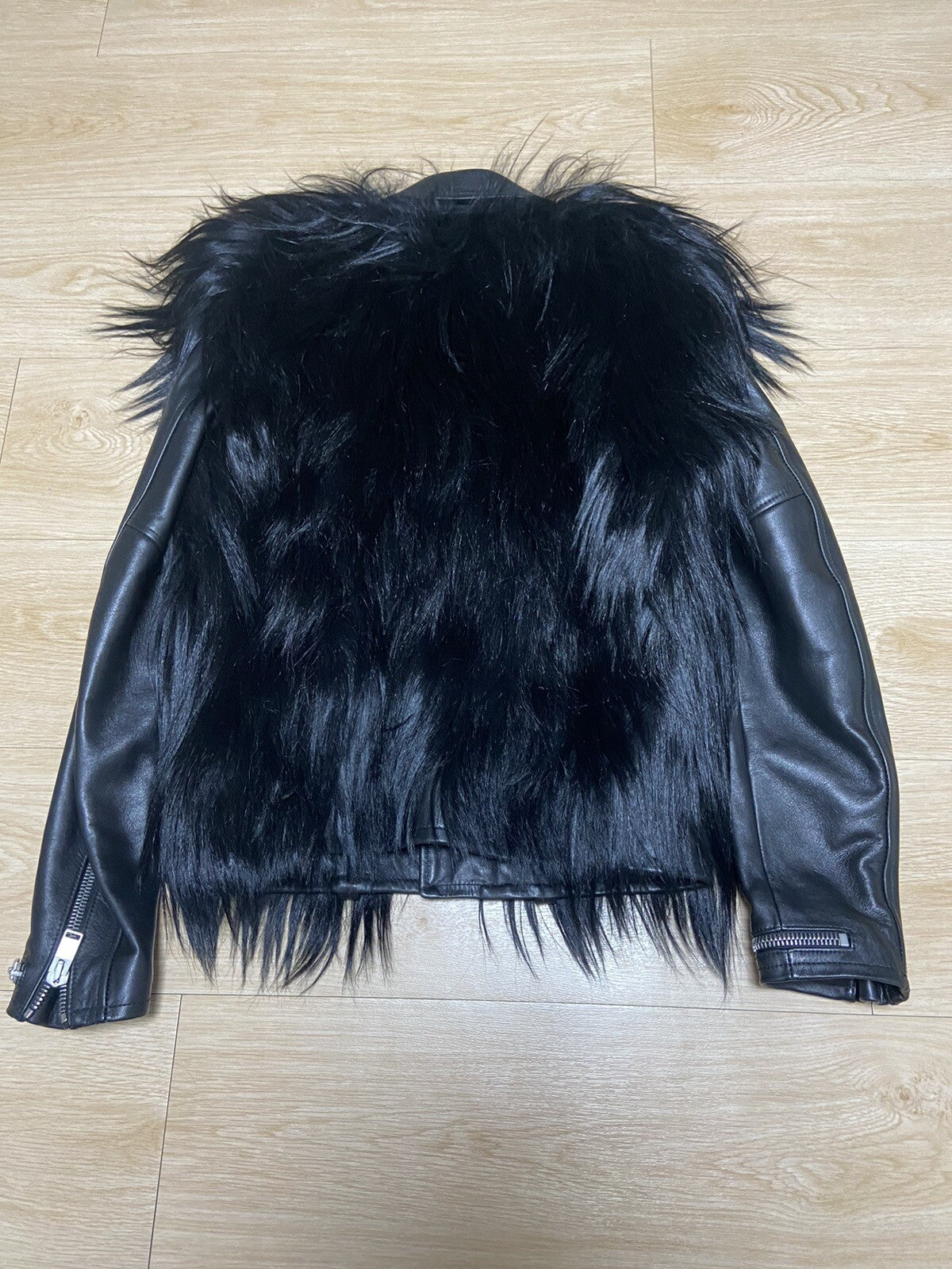 46 Saint Laurent GOAT Fur leather rider jacket