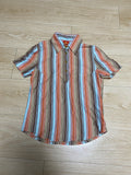M armhole dart orange stripe button short sleeve polo shirt 90s Vintage Red