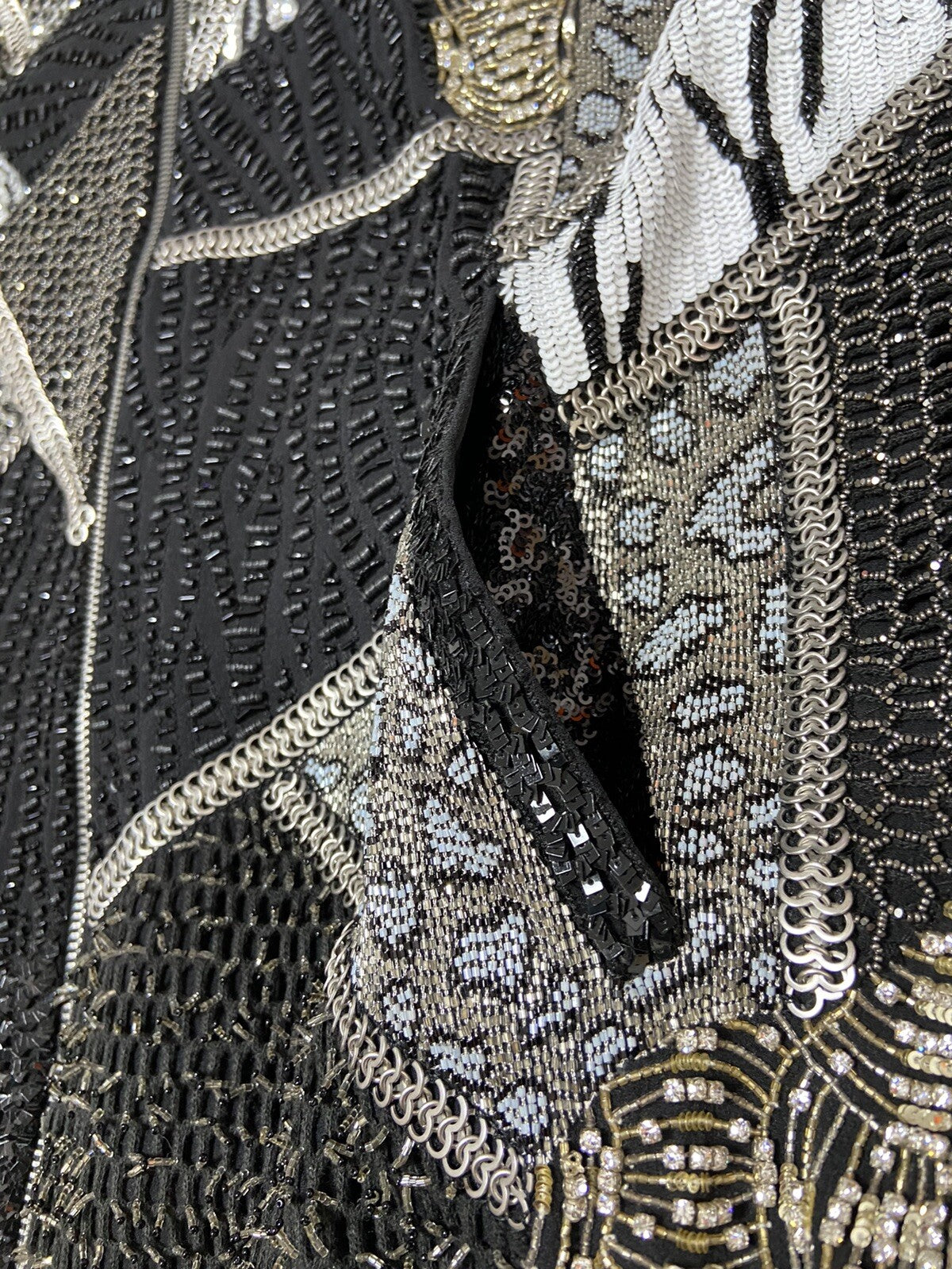 1/? 46 48 Saint Laurent Hedi Era Patchwork sequin Embellished bomber jacket
