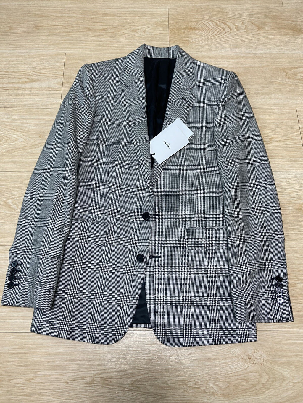 44 Celine Prince Of Wales houndstooth blazer suit jacket. HEDI SLIMANE