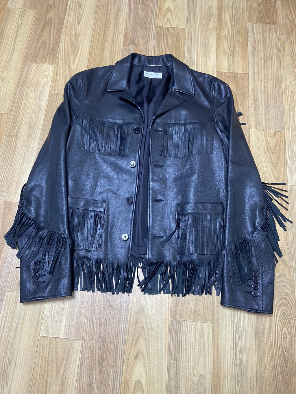 46 Saint laurent fringe leather jacket