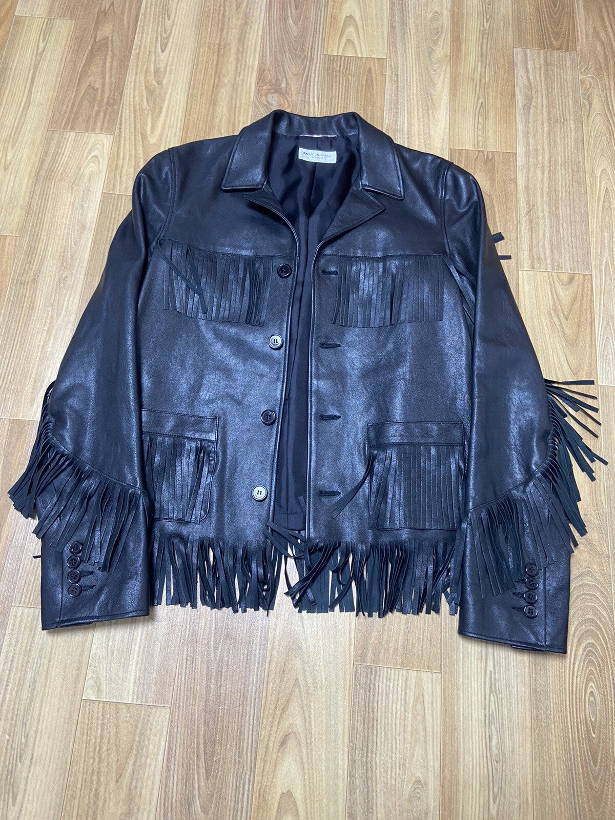 46 Saint laurent fringe leather jacket