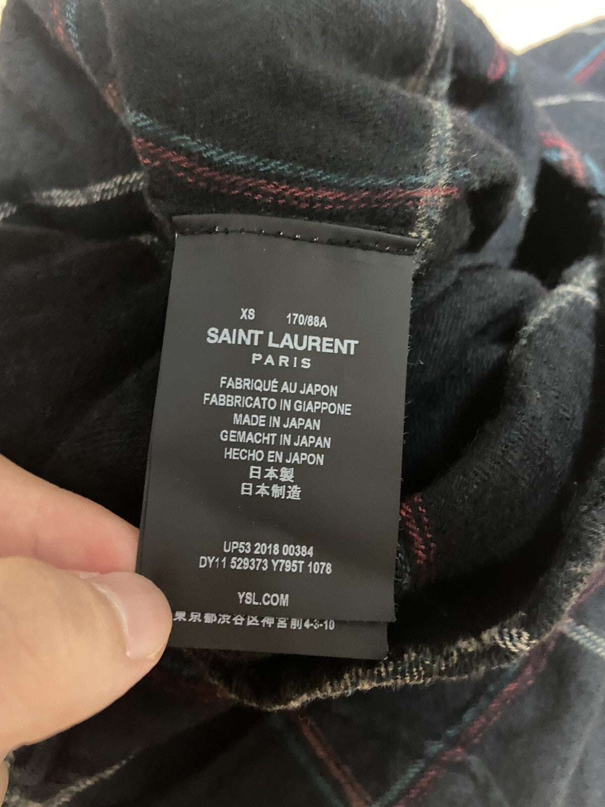 XS Saint Laurent 2018 Black Flannel cotton linen shirt