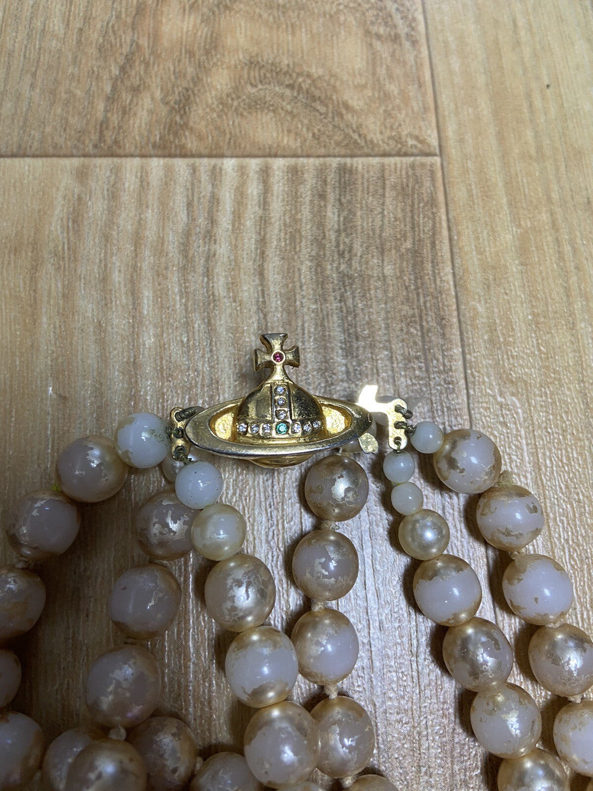 Os Vivienne westwood Vintage three pearl drop orb necklace