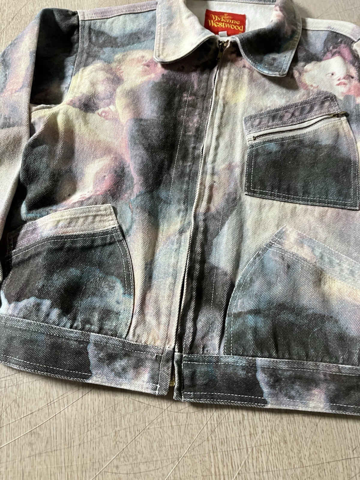 S Vivienne Westwood Vintage 80s 90s Swarm Of Cupids Putti Printing Denim Jacket