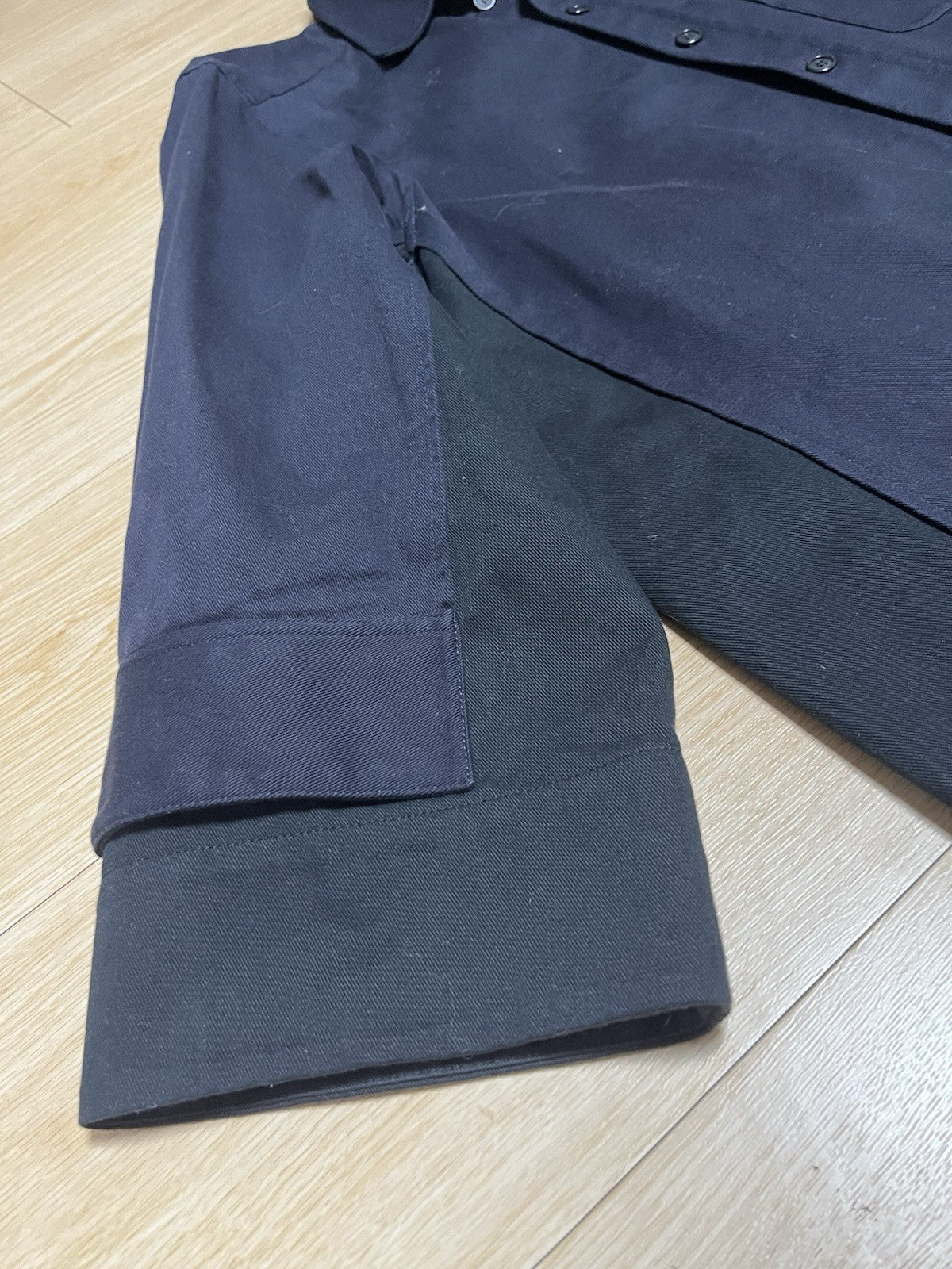 38 Celine Oversized military arm zipper denim shirt jacket