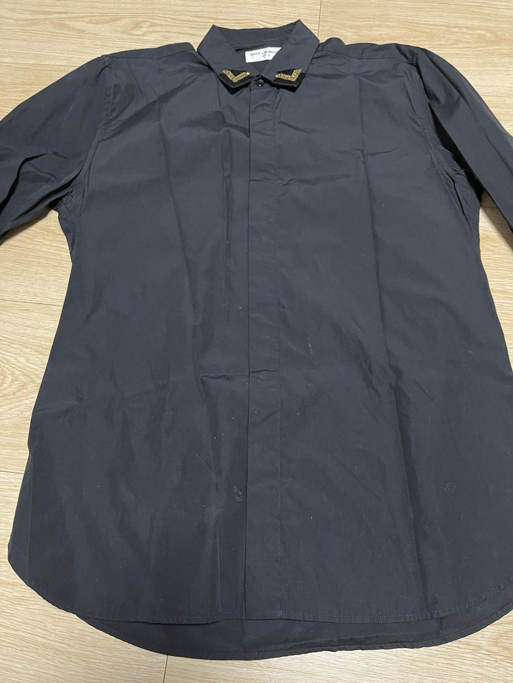 38 sequin embellished collar button up shirt