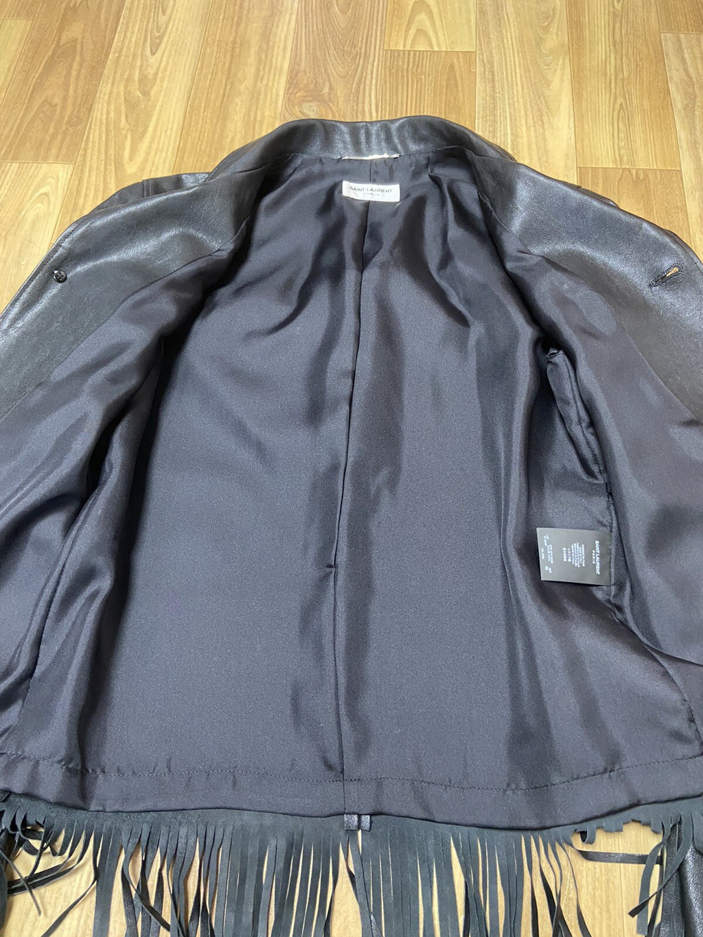 46 Saint laurent fringe leather jacket