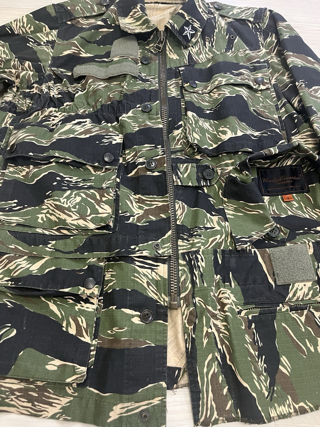 2 Undercover reconstructed M-65 tiger camo military jacket